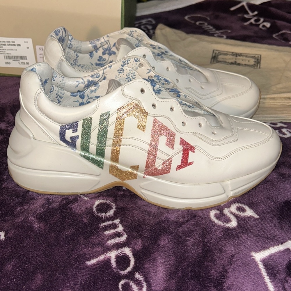 Gucci Rhyton Glitter Emblem Sneaker size 39 Women’s VVHTF - Picture 5 of 16